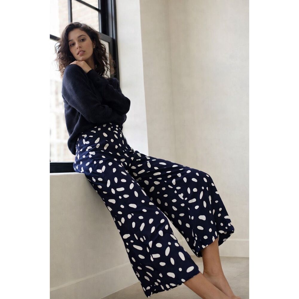 Wilfred Aritzia Faun Wide-leg Pants in Classic Navy / Espace Pattern M